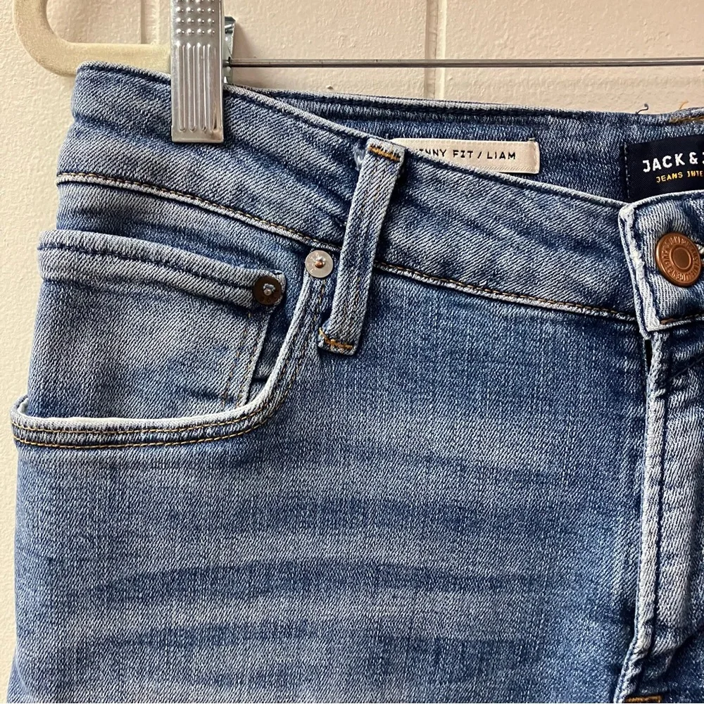 Indie Y2K Grunge JACK JONES Mens Intelligence Skinny Jeans 36/34 Distressed